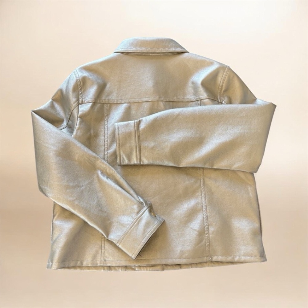 Kenneth Cole Brushed Gold Metallic Vegan Leather Jacket - Picture 2 of 2